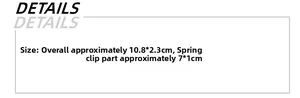 Detailed size specifications for acetate hair clip showing dimensions of 10.8x2.3cm