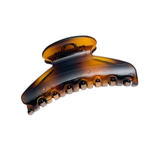 Elegant amber tortoiseshell fan-shaped hair claw clip for women stylish hair styling