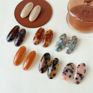 Oval Acetate Hair Clips For Women France Handmade Minimalist Tortoise Shell Marble Pattern Elegant Duckbill Hair Clip Accessories