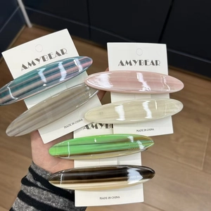 French Minimalist Acetate Hair Clip Elegant Marble Striped Spring Clip For Women Fashion Horse Tail Clip Hair Accessories