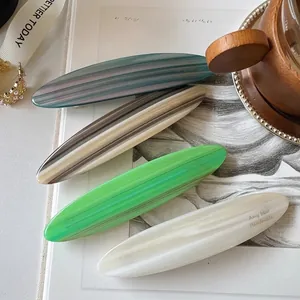 Elegant French acetate hair clips set in marble and solid colors for half-up hairstyles