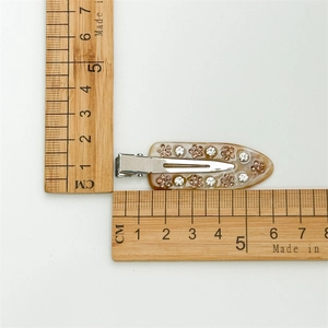 Elegant marble pattern acetate duckbill hair clip with crystal flowers and 6cm length