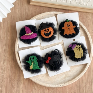Lot de pinces à cheveux Halloween avec citrouilles à paillettes et chapeaux de sorcière