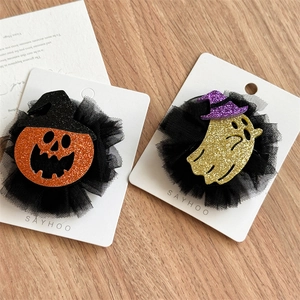 Barrettes à Cheveux Halloween Paillettes Maille Citrouille Fantôme Chapeau de Sorcière Chat Pinces à Cheveux Fête Femme Fille