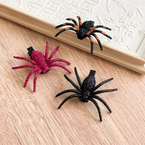 Halloween Glitter Spider Hair Clip Wacky Spooky Simulation Spider Hairpin For Kids Girls Hair Accessories Festive Decor