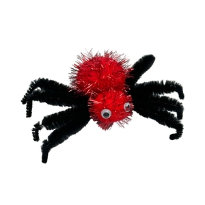 Barrette araignée rouge scintillante et noire avec pattes poilues pour Halloween