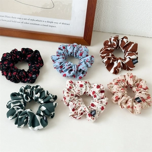 Chouchous en Tissu Floral Élastiques à Cheveux en Chiffon Supports Queue de Cheval Accessoires de Coiffure pour Femmes