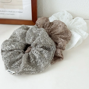 French Elegant Large Lace Mesh Hair Scrunchie High Elasticity Hair Tie Fashionable Hair Accessory For Women Daily Party