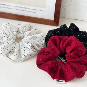 Vintage Polka Dot Scrunchie Fabric Elastic Hair Band Large Ponytail Holder Elegant Hair Accessories For Women Daily Wear