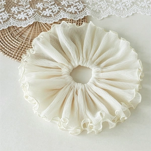 Oversized Pleated Chiffon Scrunchies Ruffled Edge Elastic Hair Ties Korean Style Sweet Hair Accessories Women Jewelry
