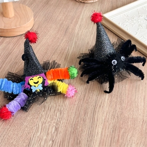 Barrettes À Cheveux Chapeau De Sorcière Halloween Pour Filles Enfants Paillettes Maille Araignée Épingles Fête Costume Accessoires