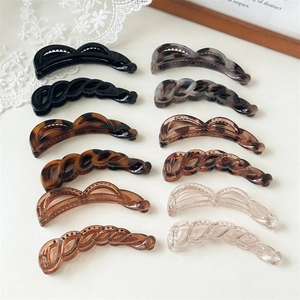 12er Set Bananenspangen aus Acryl mit Schleifen- und Spiraldesign in verschiedenen Farben