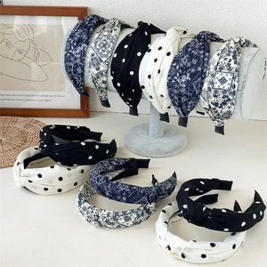 Set de diademas anudadas con lunares y estampado paisley para mujer estilo moderno