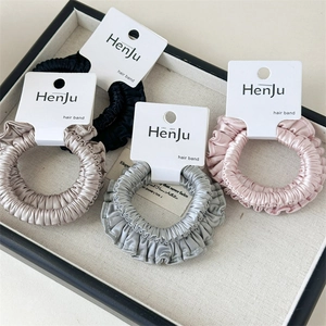High Elasticity Satin Pleated Scrunchies Ruffled Hair Ties For Women Daily Commuter Elegant Hair Accessories Solid Color Hair Bands