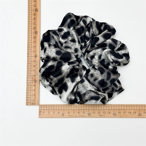 Large leopard print silk scrunchie for hair with high-end texture and 15cm diameter size