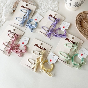 Set mollette e elastici per capelli con fiocco macaron per bambine colori pastello