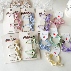 Set di Fermagli per Capelli e Elastici con Fiocco Color Macaron per Bambini Fermagli BB in Tessuto per Ragazze Accessori Quotidiani