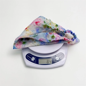 Floral print hair scarf band with elastic trim weighing only 8.4 grams for styling