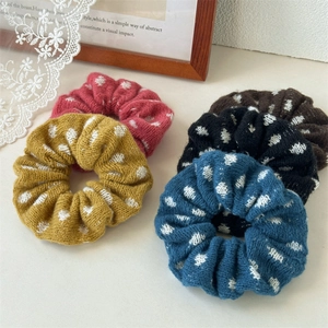 Knitted Woolen Polka Dot Scrunchies For Women Autumn Winter Fashion Hair Ties Elastic Ponytail Holder Soft Hair Accessories