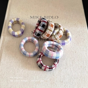 Set of colorful checkered knit hair ties with high elasticity for elegant hairstyles