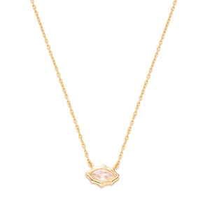 Minimalist gold multi-layer necklace with a sparkling marquise zircon pendant on sunburst base