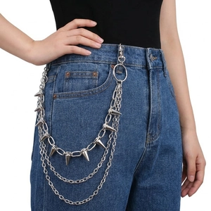 Catena per Pantaloni Multistrato in Lega Punk Borchie a Stella Argento Accessorio per Cintura Hip Hop Jeans Donna Uomo