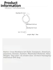 Dimensions du collier à trois couches avec croix, longueurs de chaîne 54cm, 50cm et 65cm