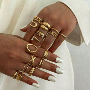 Alloy Heart Geometric Rings Stackable Finger Rings Minimalist Multi Style Open Rings For Women Daily Dating Party Trendy Jewelry
