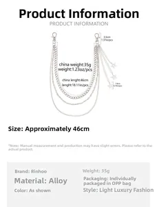 Detailed view of layered silver alloy waist chain with star pendant and 46cm length dimensions