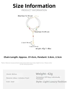 Spécifications du collier double rang perles et croix avec longueurs de 37+5cm et 42+6cm