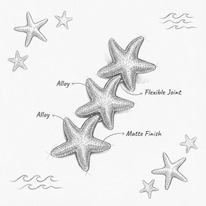 Detail view of matte alloy starfish links with flexible joints and realistic textures