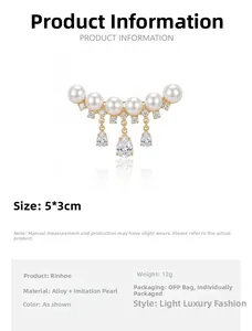 Detailed size chart and specifications for the pearl tassel smiley face brooch with pearls