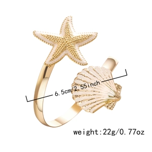 Macro detail of starfish napkin ring showing 6.5cm diameter and 22g weight specs