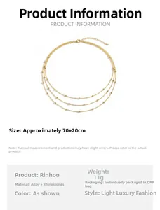 Detailansicht der mehrlagigen goldenen Strass-Taillenkette mit Maßen 70+20cm und 11g