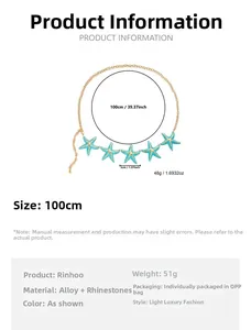 Größentabelle für goldene taillenkette mit strass-seestern-anhängern, 100 cm länge