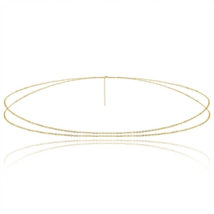 Minimalistische doppellagige Goldkette Körpergürtel mit Karabinerverschluss auf Weiß