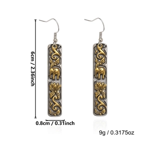 Detailed size view showing 6cm length and weight of vintage silver elephant drop earrings