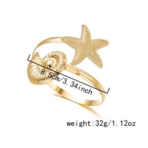 Détail du bracelet bras étoile de mer dorée de 8,5 cm avec dimensions et poids