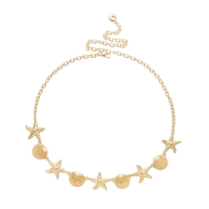 Chaîne de corps dorée avec pendentifs coquillages et étoiles de mer style plage