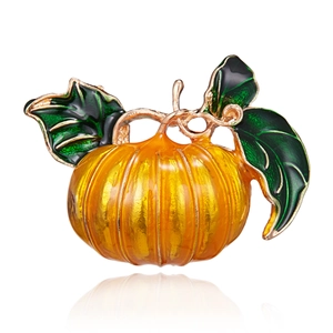 Halloween Enamel Pumpkin Brooch Pin For Women Men Fashion Alloy Autumn Vegetable Plant Chest Jewelry Thanksgiving Party Accessory