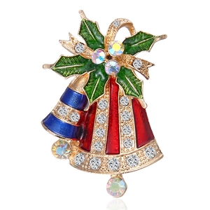 Mode Legierung Strass Weihnachten Glocke Brosche Emaille Weihnachten Hut Kranz Corsage Für Damen Herren Party Urlaub Schmuck Geschenk