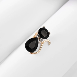 Legering Zwarte Kat Broche Vergulde Strass Dier Pin Mode Sieraden Accessoires Voor Vrouwen Meisjes Dagelijks Feest Geschenken