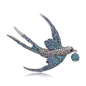 Eleganter Schwalben Brosche Legierung Strass Tropföl Tierform Vintage Damen Bankett Kleid Anzug Zubehör Schmuck Nadel