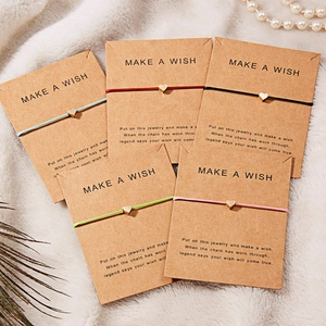Minimalistisch Legierung Herz Anhänger Einstellbar Gewebt Seil Armband Damen Herren Wunschkarte Täglich Geschenk Schmuck Zubehör