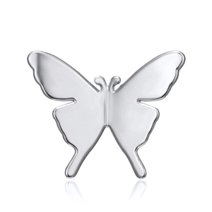 Polished silver butterfly plane brooch with a minimalist metallic finish for women
