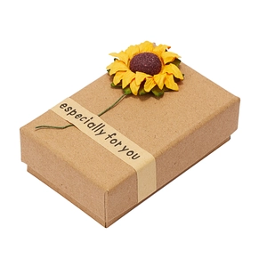 Brown kraft paper jewelry box with decorative sunflower and especially for you text
