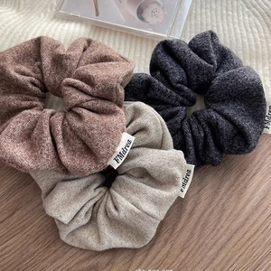 Chouchous Tricotés Surdimensionnés pour Femmes Automne Hiver Élastiques à Cheveux Épais Élégants Simples Couleur Unie Accessoires Cheveux en Tissu