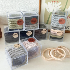 Satin Pleated Hair Scrunchies For Women High Elastic Ponytail Holder Minimalist Solid Color Hair Ties Collection With Box