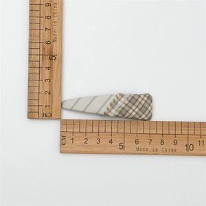 Sweet Korean style plaid fabric hair clip with ruler showing 6.5cm length measurement