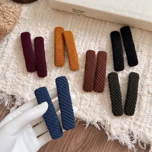Rectangle twill knit fabric hair clips in vintage autumn colors for women and girls